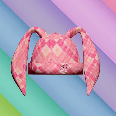 Pink Woolen Bunny Ear Beanie Hat &ndash Stylized Knit Winter Cap