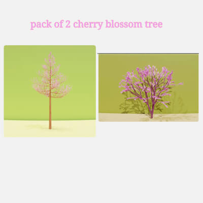 Cherry Blossom Tree Pack 2 Variations &ndash Stylized Low Poly