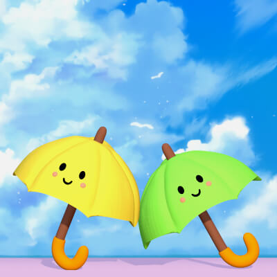 Stylized Umbrella Pack &ndash Yellow &amp Green &ndash 3