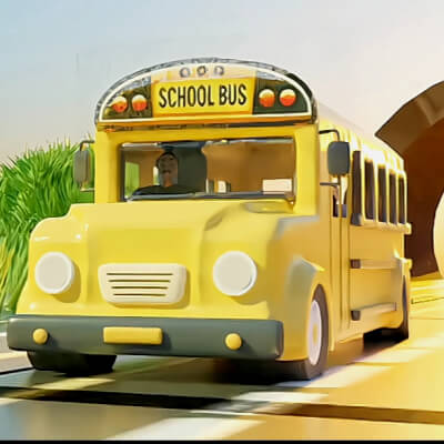 Convertable Cartoon Bus Stylized Yellow Bus 3D Model – Cartoon Vehicle by Shruti S