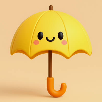 Stylized Yellow Umbrella 3D Model