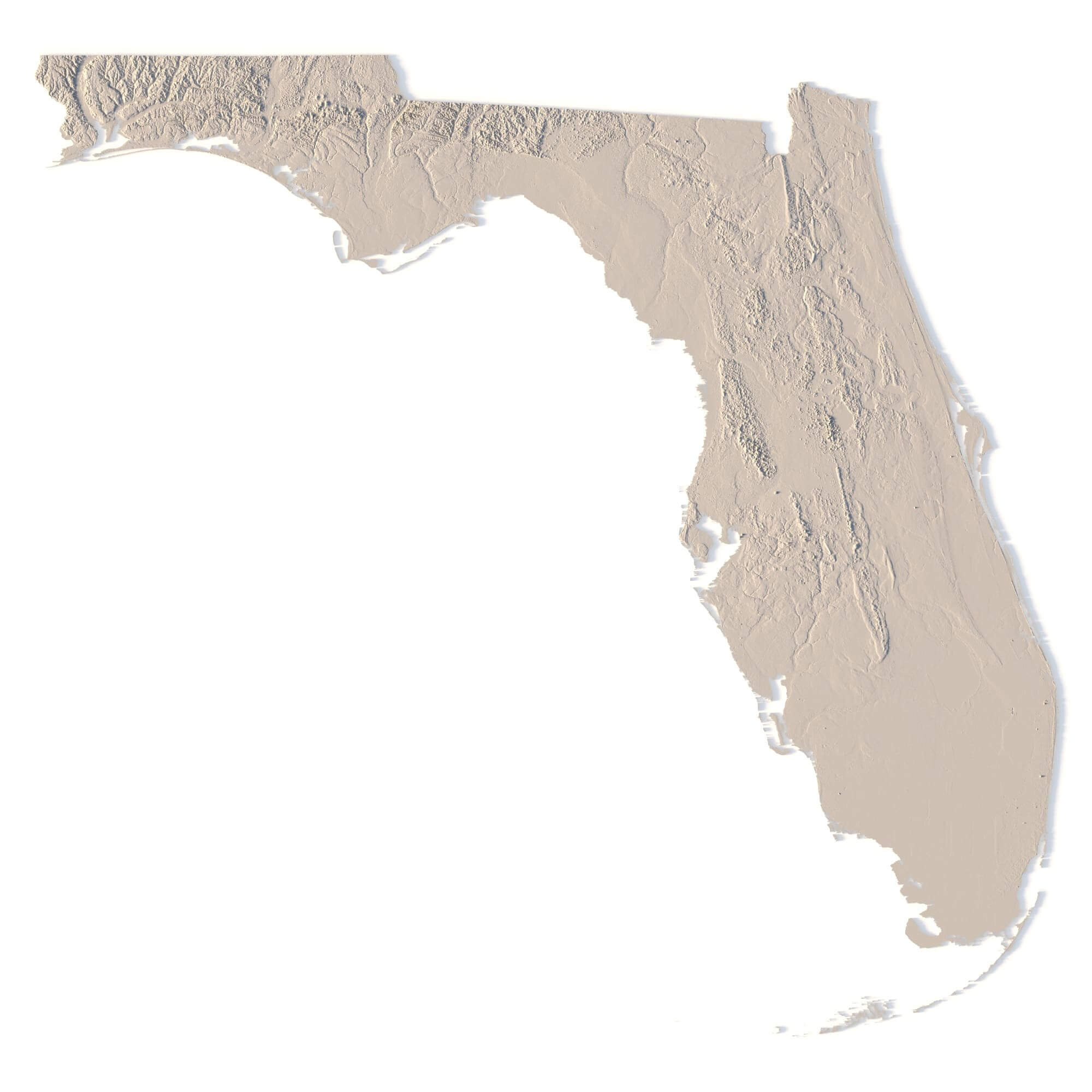 Florida Topographic Map Stl Model - Florida Topographic Map Stl Model 01 