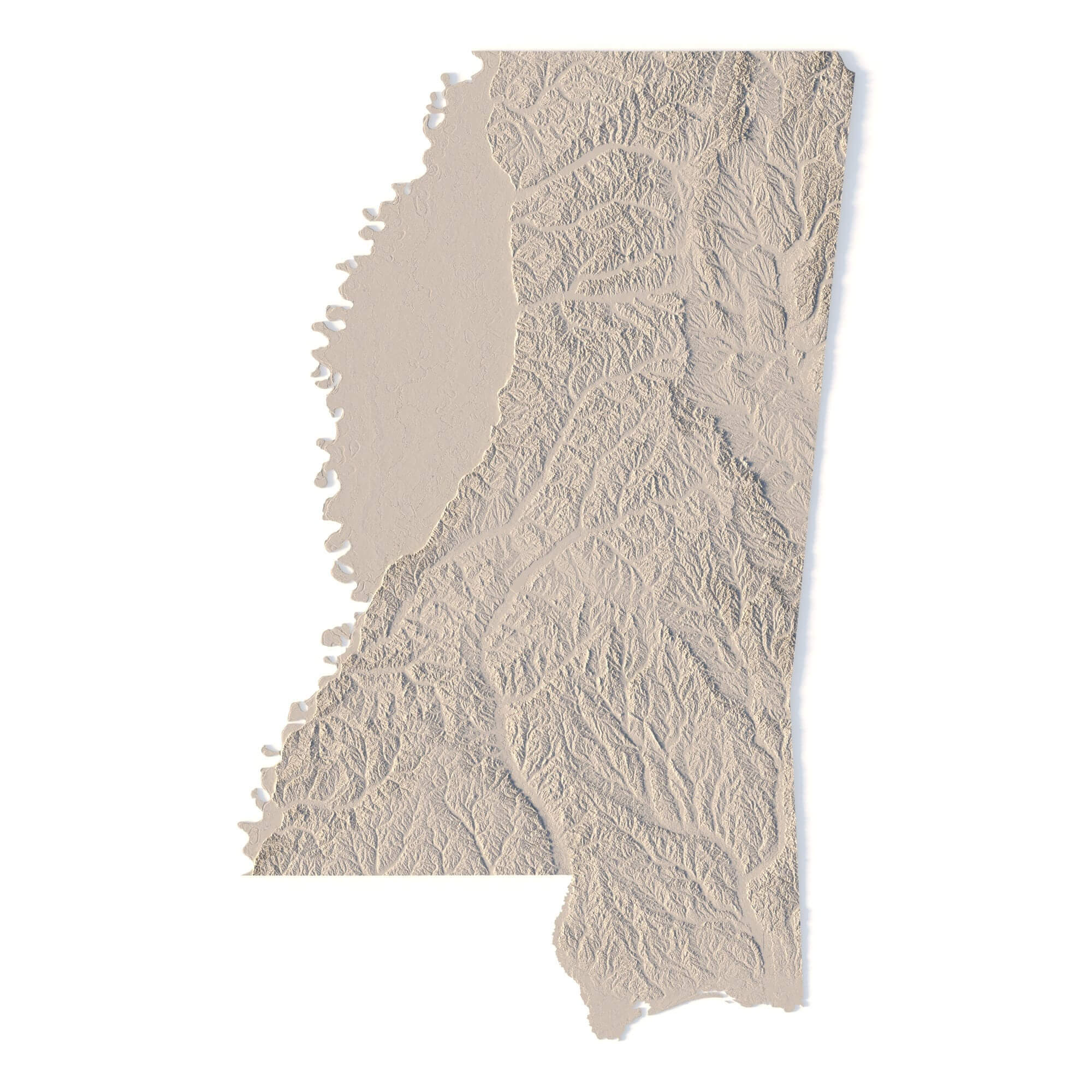 Mississippi Topographic Map Stl Model by Shustrik
