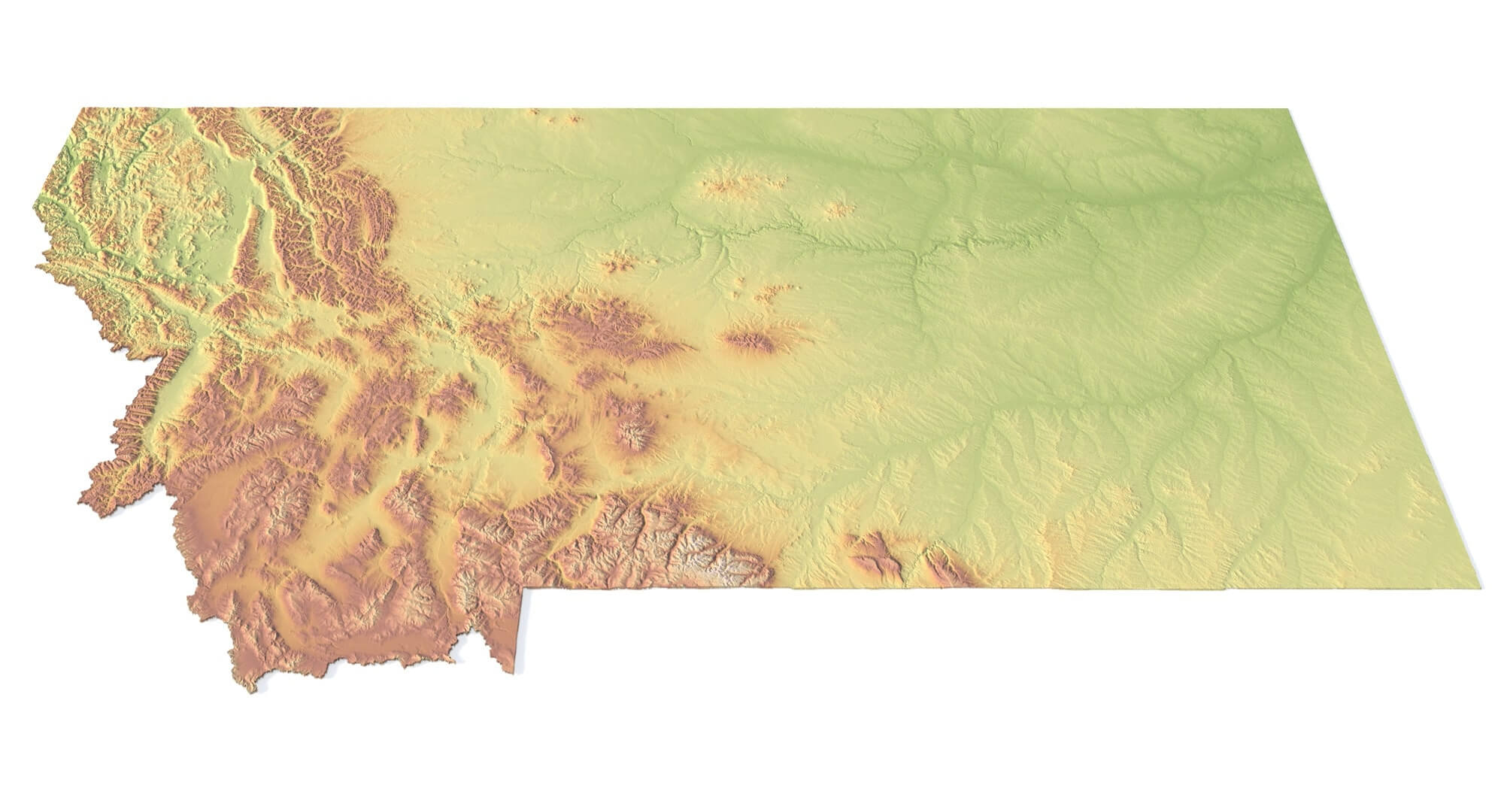 Montana State Terrain 3D Map by Shustrik