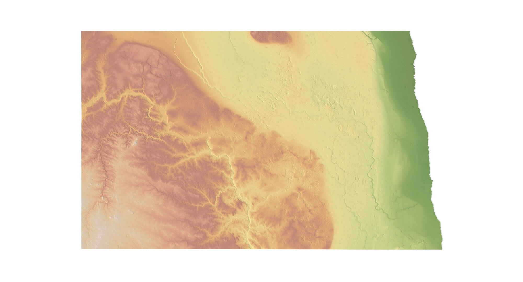 North Dakota State Terrain 3D Map By Shustrik North Dakota State Terrain 3d Map 02 