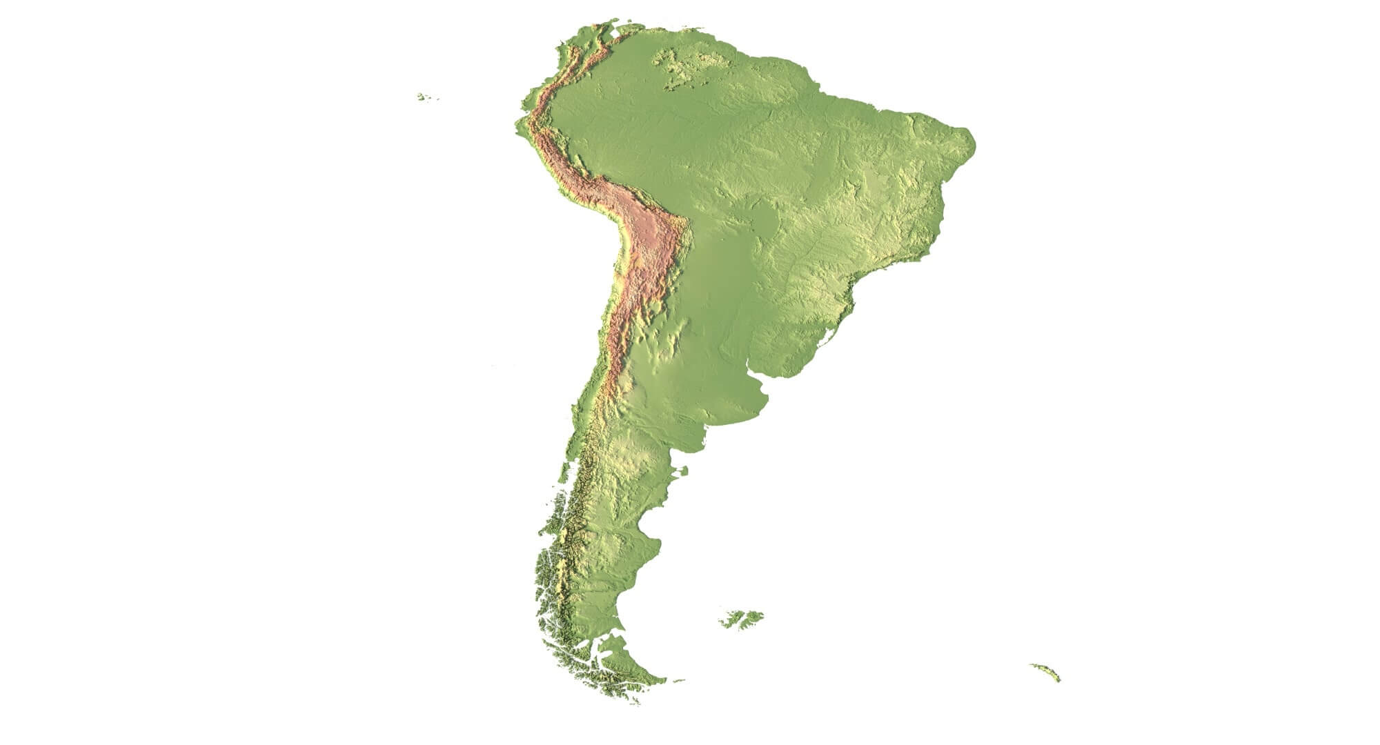South America Terrain 3D Map by Shustrik