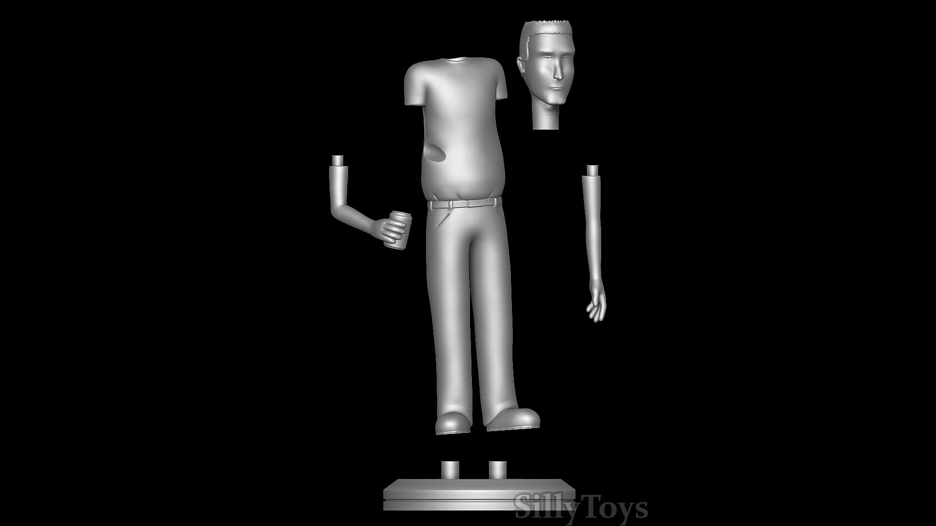 Jeff Boomhauer King of The Hill 3D Print Model by SillyToys