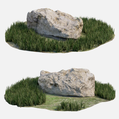 Rock with Grass - 3D Model by silverpak