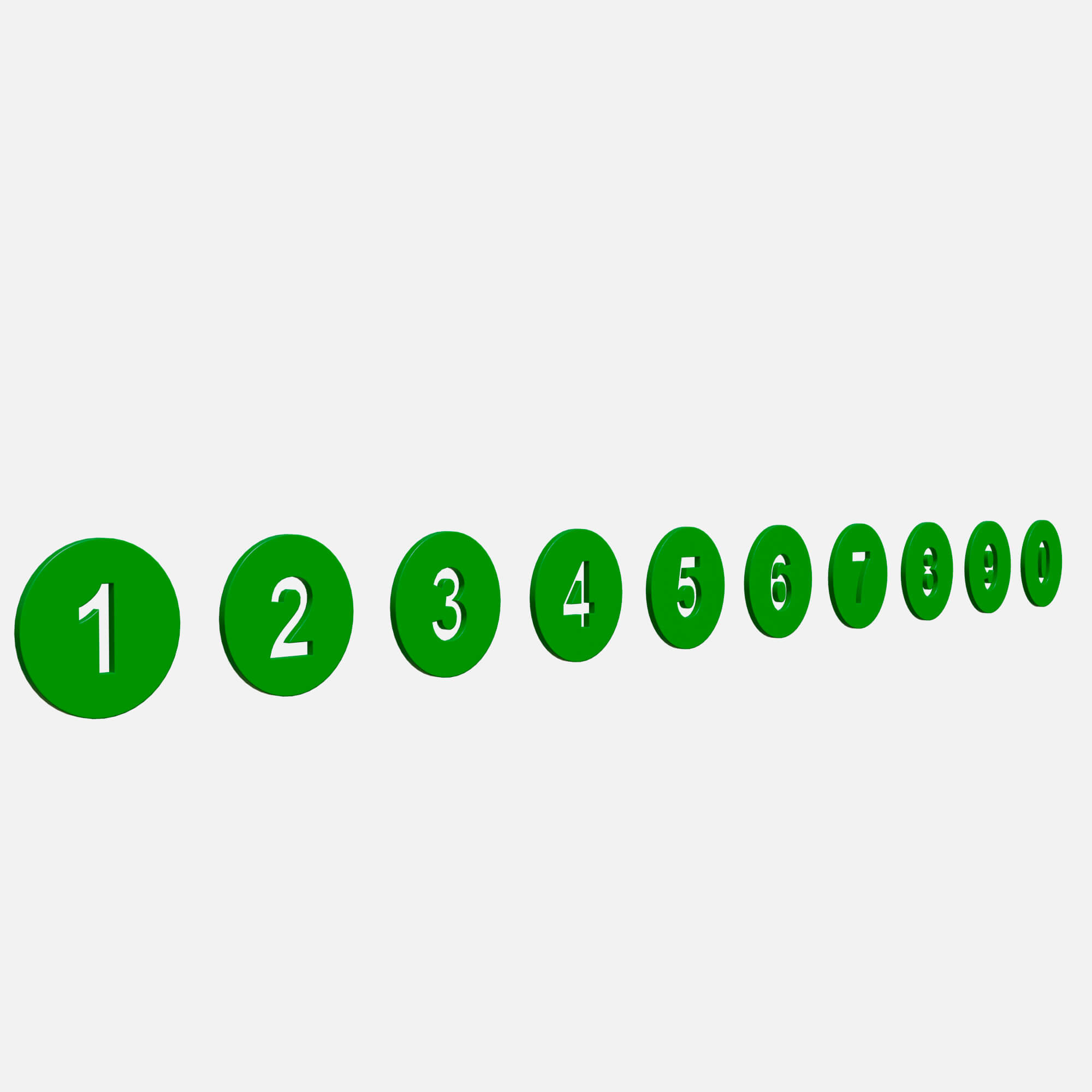 Collection of Round Numbers Green - 3D Model by Simple3D