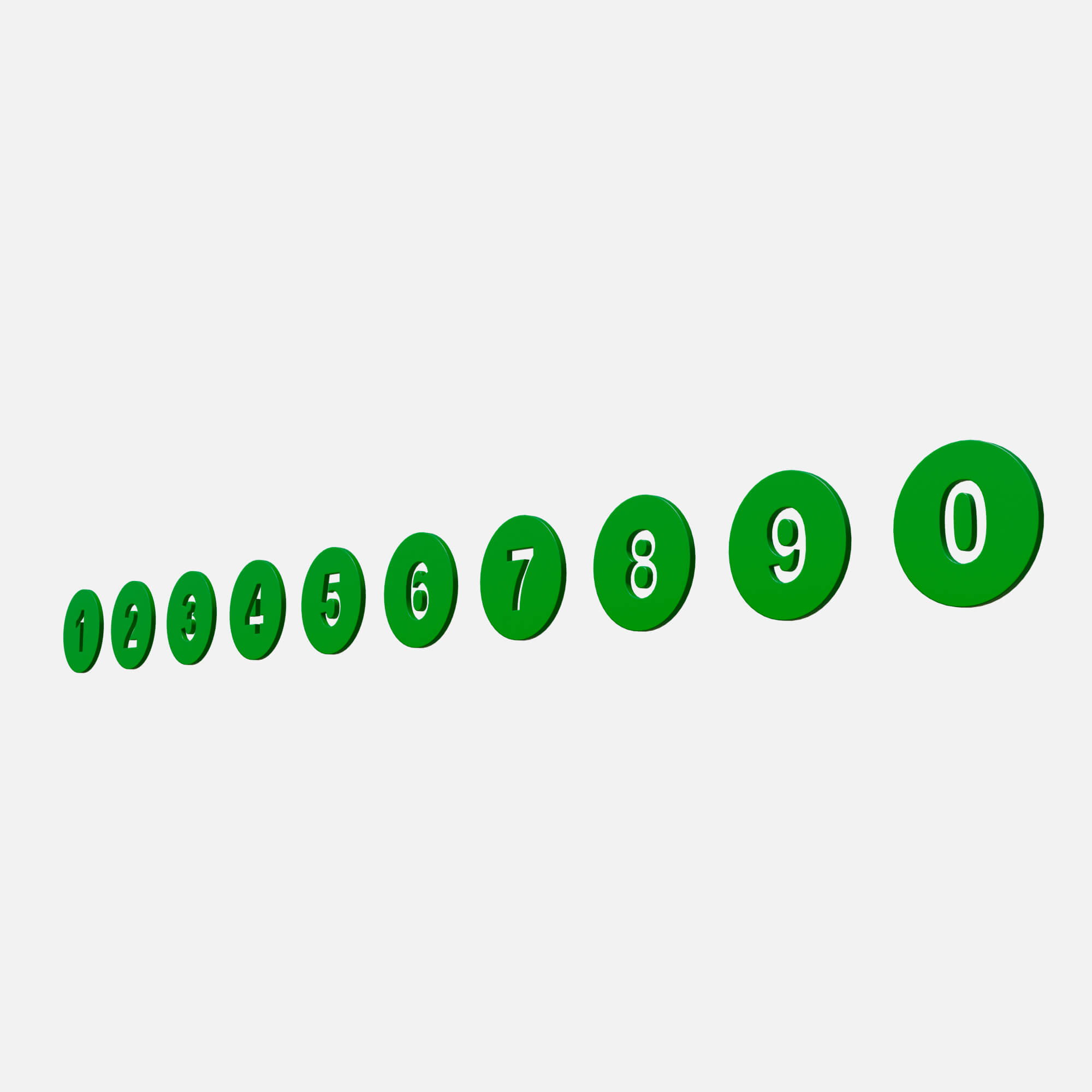 Collection of Round Numbers Green - 3D Model by Simple3D