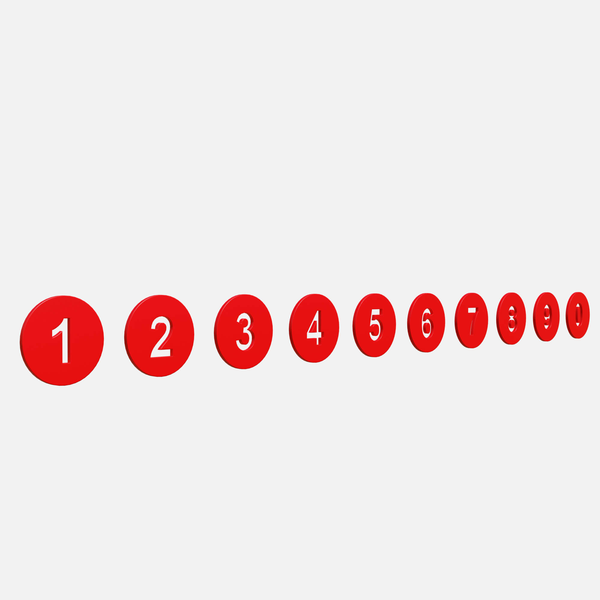 Collection of Round Numbers Red - 3D Model by Simple3D