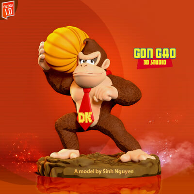 Donkey Kong Hugs a Pumpkin - 3D Model by Sinh Nguyen