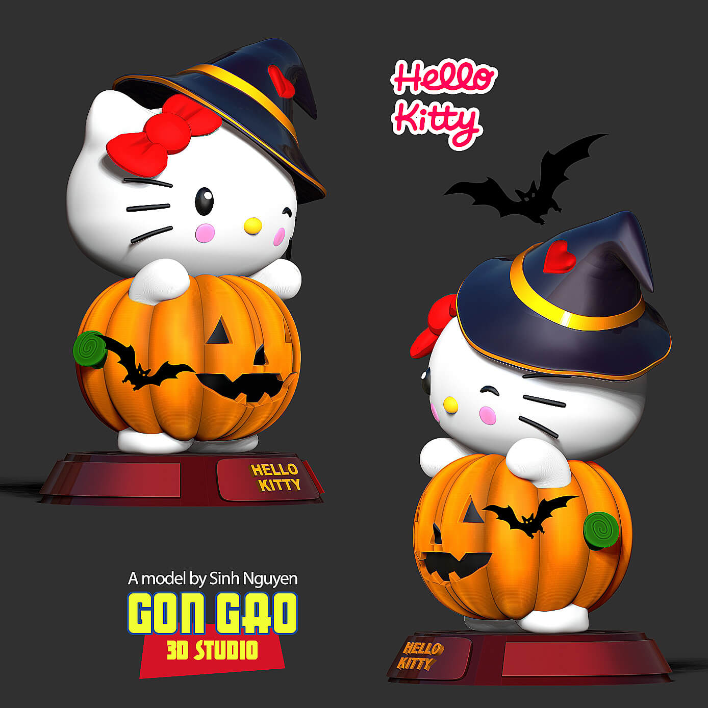 Hello Kitty - Halloween Custom 3D Model by Sinh Nguyen