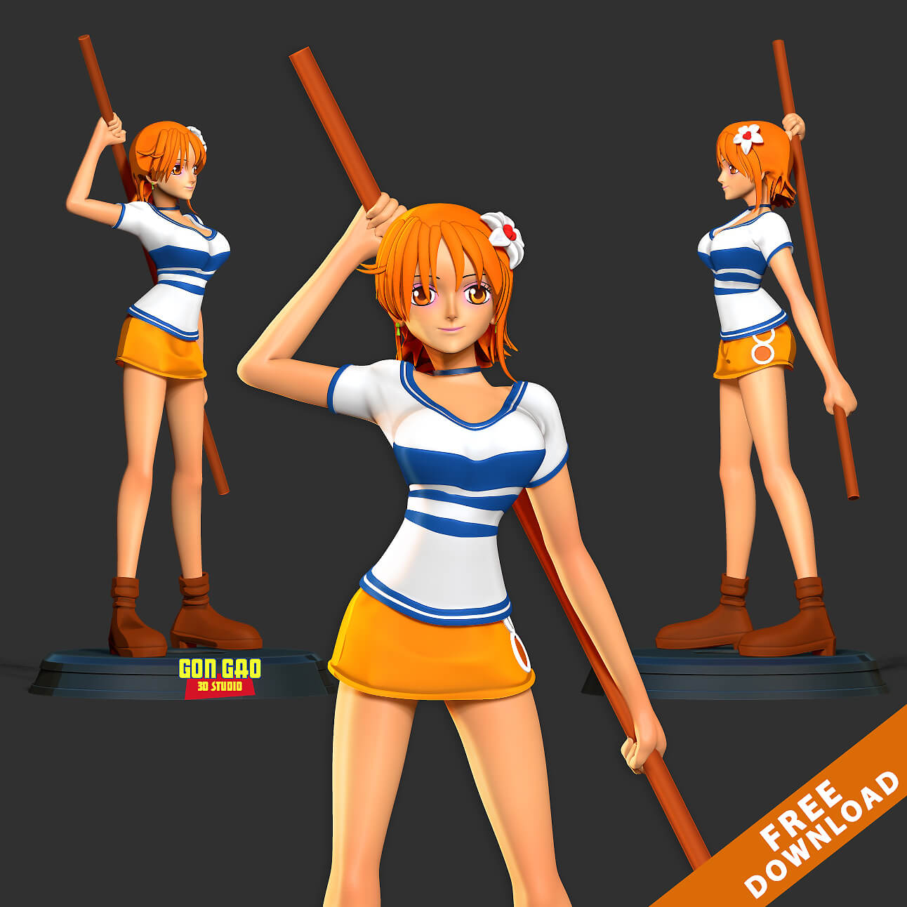 Nami One Piece Fanart Free 3D Model by Sinh Nguyen