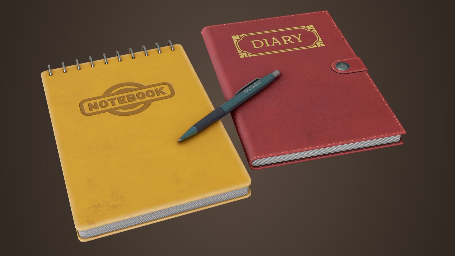 Notepad Diary Pen Free 3D Model by siup
