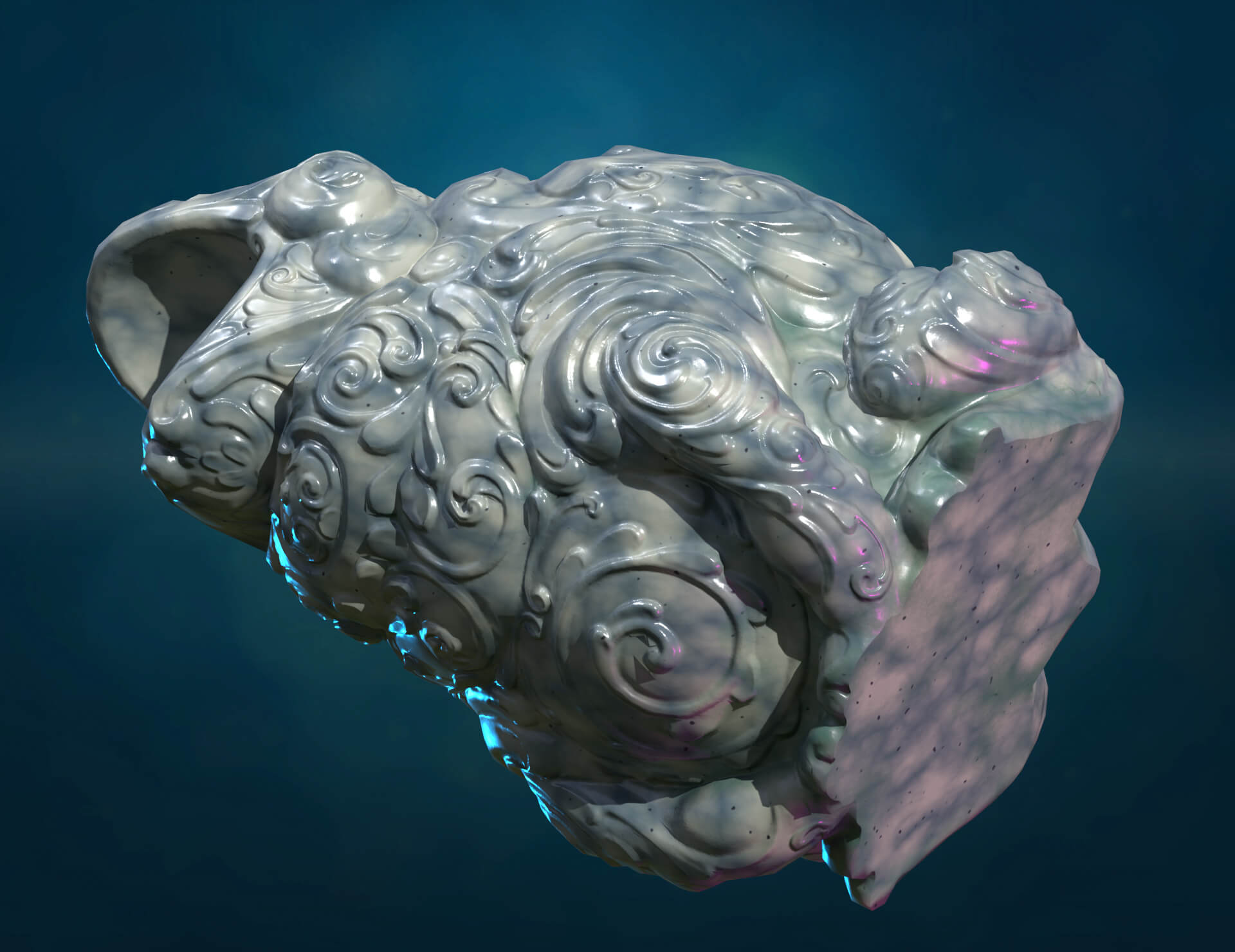 Marble Toad Frog PBR - 3D Model by Skazok