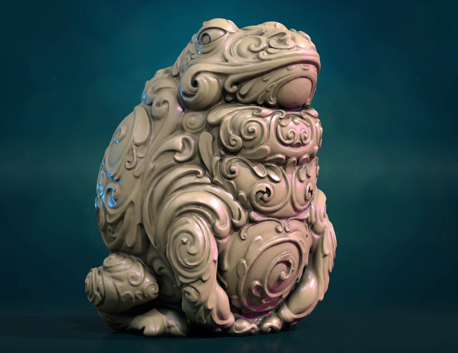 Ornate Toad Frog - 3D Print Model by Skazok
