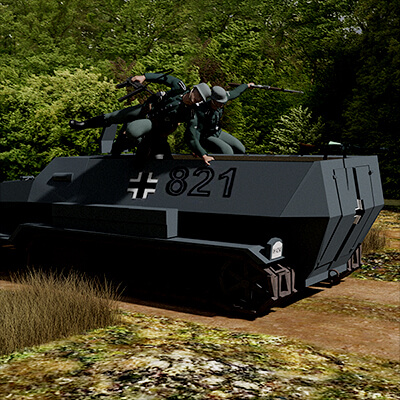 WW2 German SdKfz Half Track with Panzer Grenadiers by skiblack732