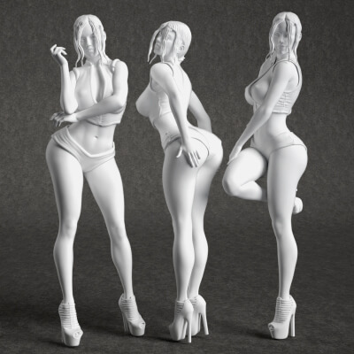 Set Female Clothed 3D Models Printable