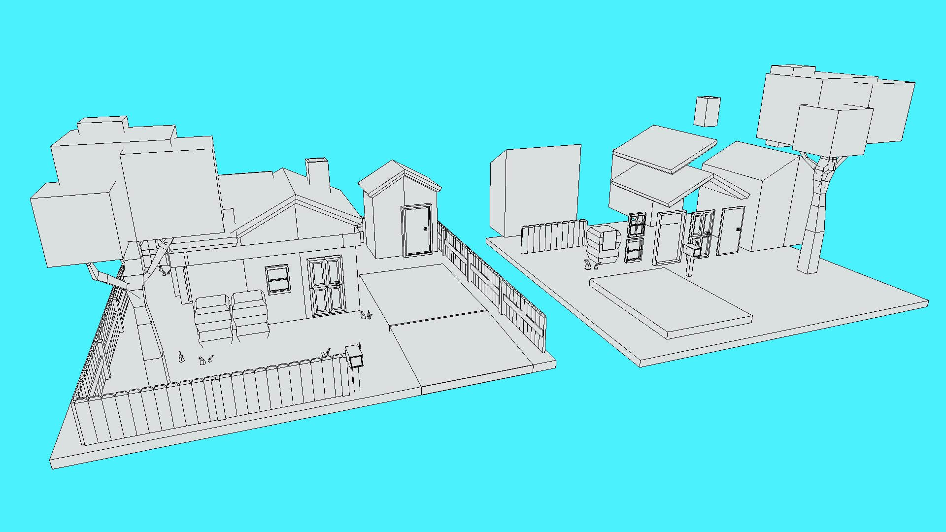 Simple House Set - 3D Model by SkywolfGameStudios