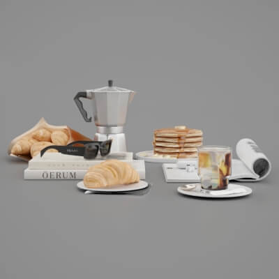 French Breakfast With Coffee and Croissant