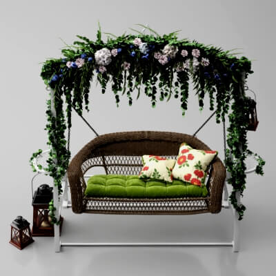 Garden Swing With Flowers