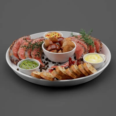 Meat Plate With Steak and Spices