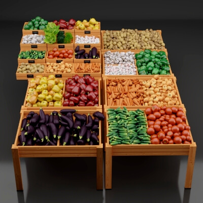 Set of Fresh Vegetables To The Store