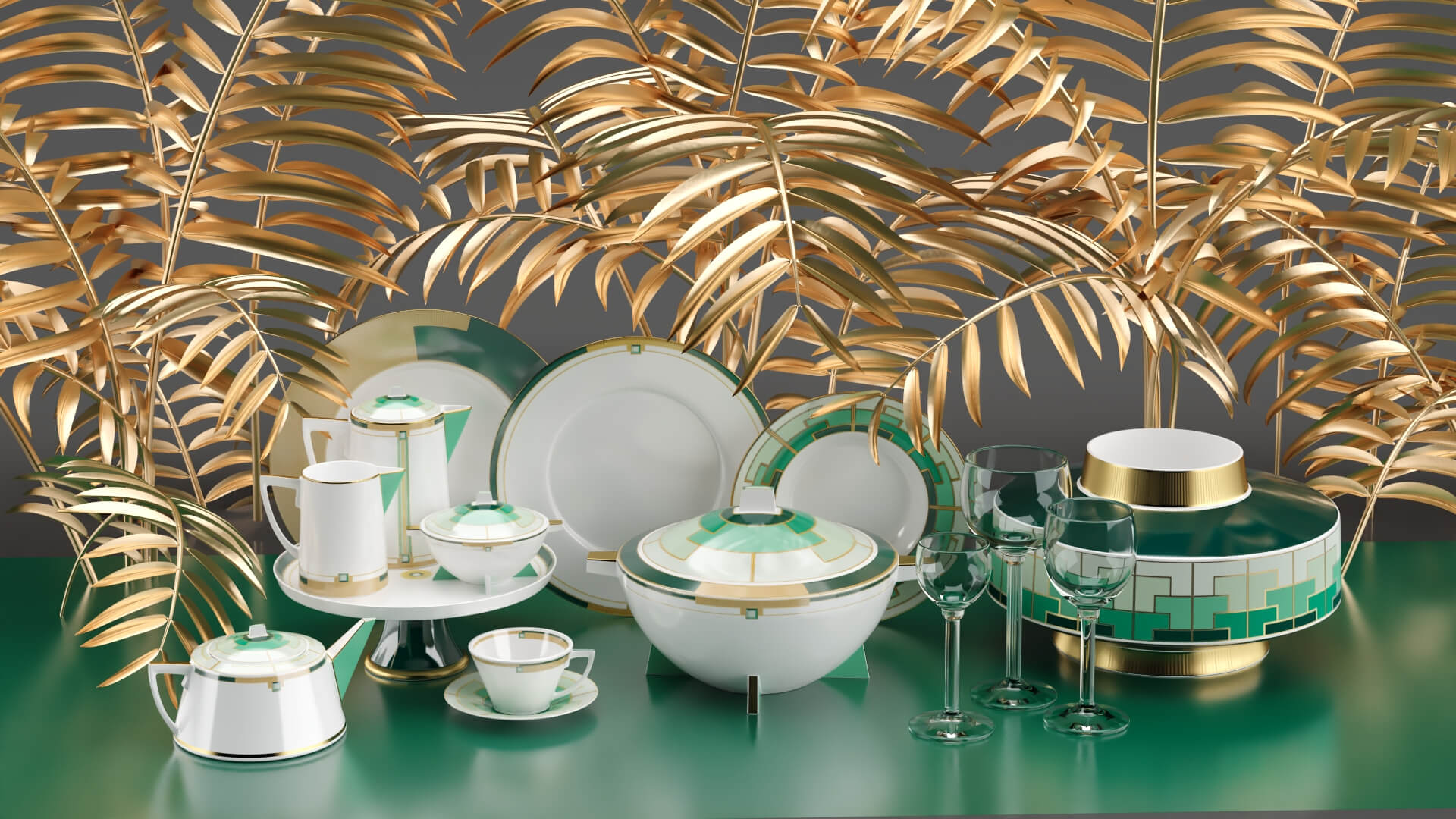Tea Set & Teapots - 3D Model by Smart3DModels