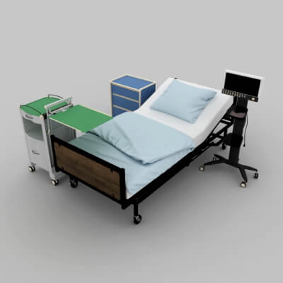 Wheel Hospital Bed and Accessories