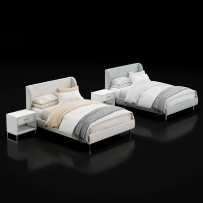 Wingback Upholstered Bed