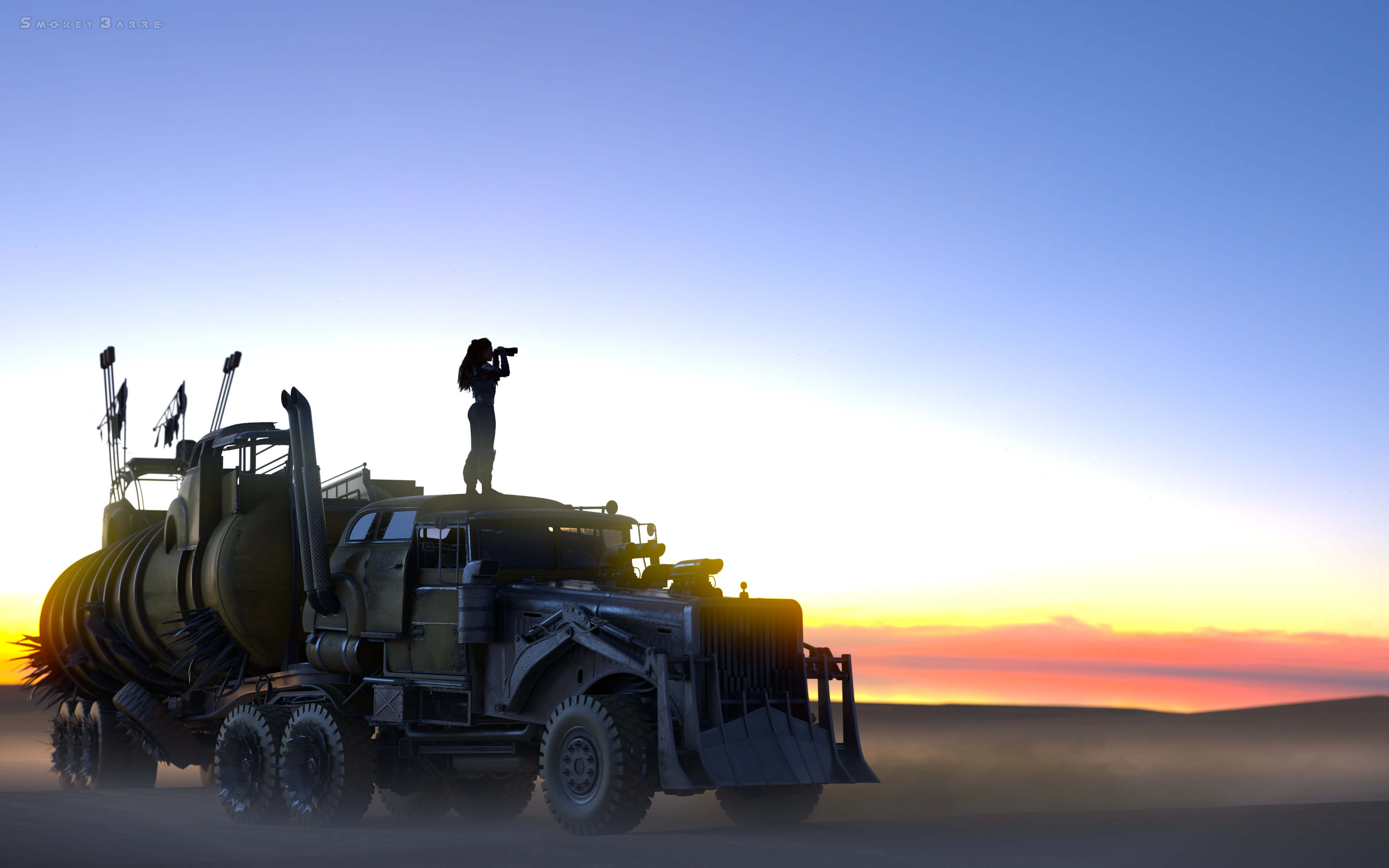 War Rig Sundown 3D Render, Digital Art by SmokeyBarre