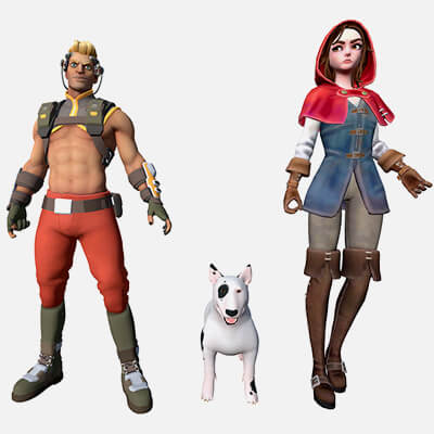 Reference Model Men Stylized Male Hero, Red Riding Hood Female & Bulldog - Free 3D Model by ...