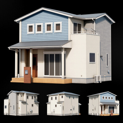 Japanese Modern House - TYO-FS03 3D Model by solo_GRV