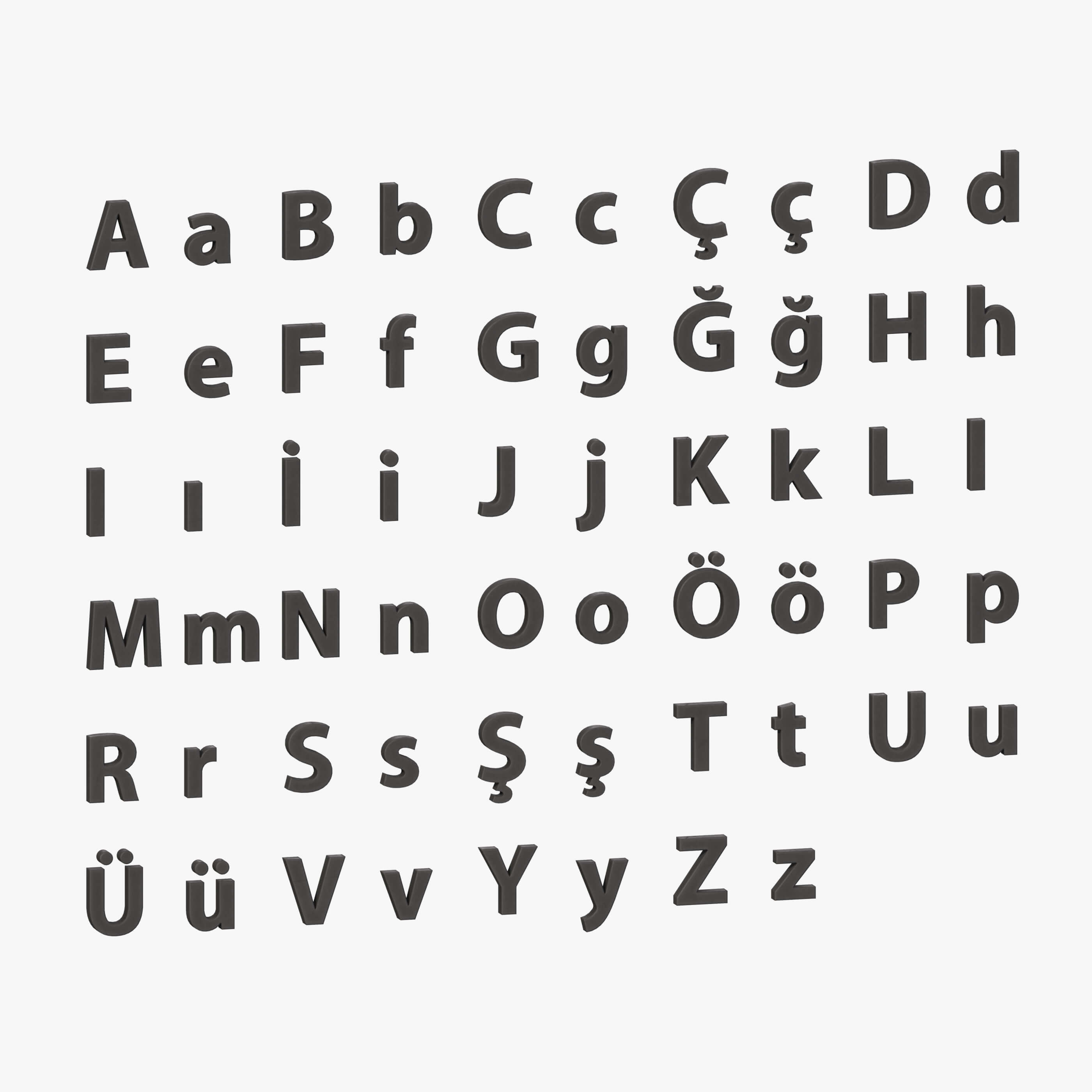 Turkish Latin Alphabet YAL 3D Model by solo_GRV