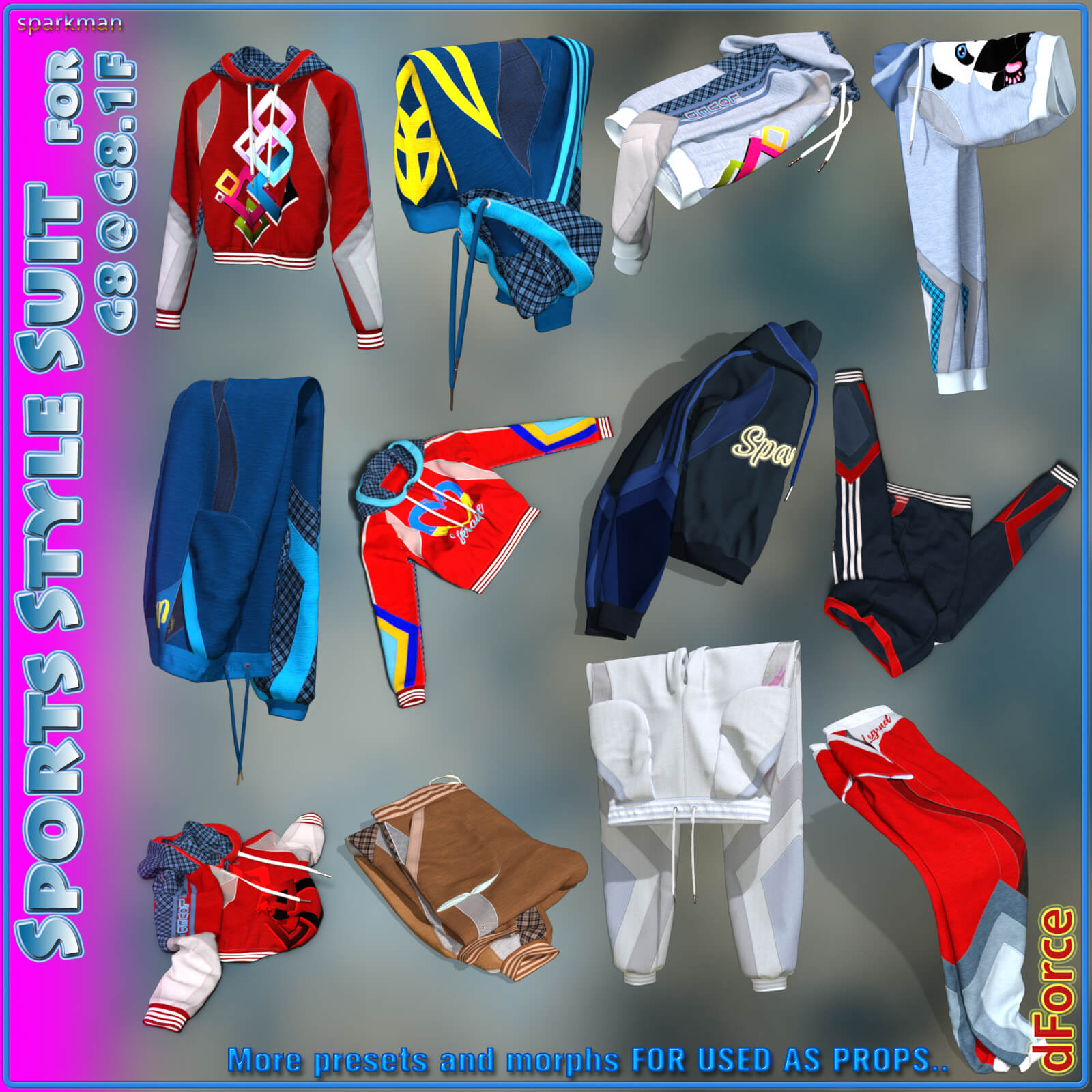 dForce G8 Sports Style Suit for G8F G8.1F Daz Content by Sparkman