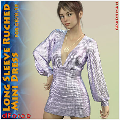 dForce Long Sleeve Ruched Mini Dress for G8F  G8.1F by Sparkman