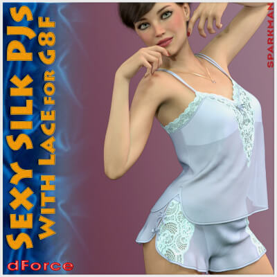 dForce Sexy Silk Pjs With Lace for Genesis 8 Female by Sparkman