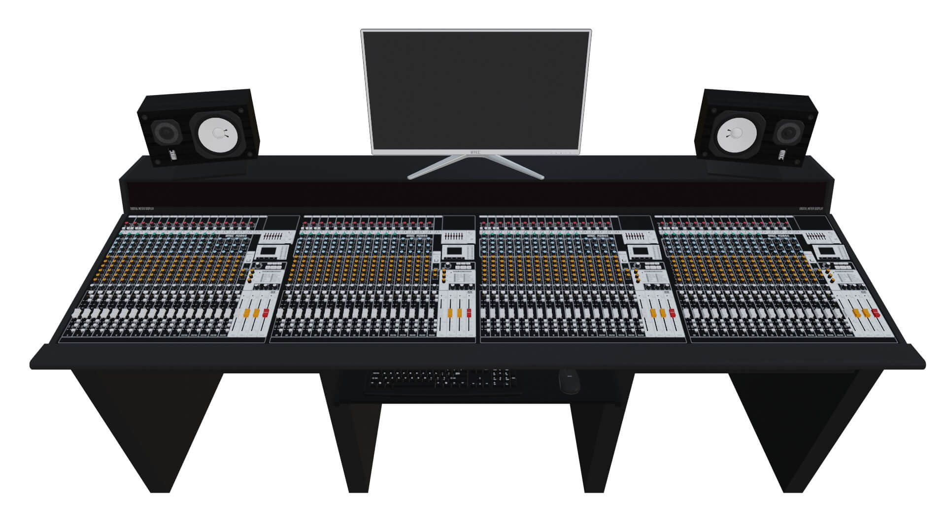 Recording Studio Mixing Desk With Monitors - 3D Model by SpiritSwitchboard