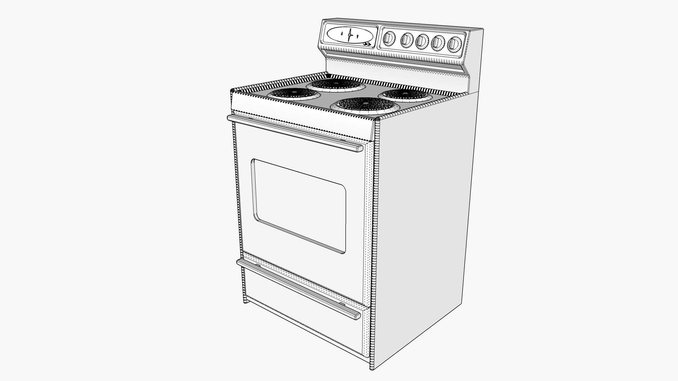 Retro Stove Oven - Kitchen Appliance 3D Model by SpiritSwitchboard