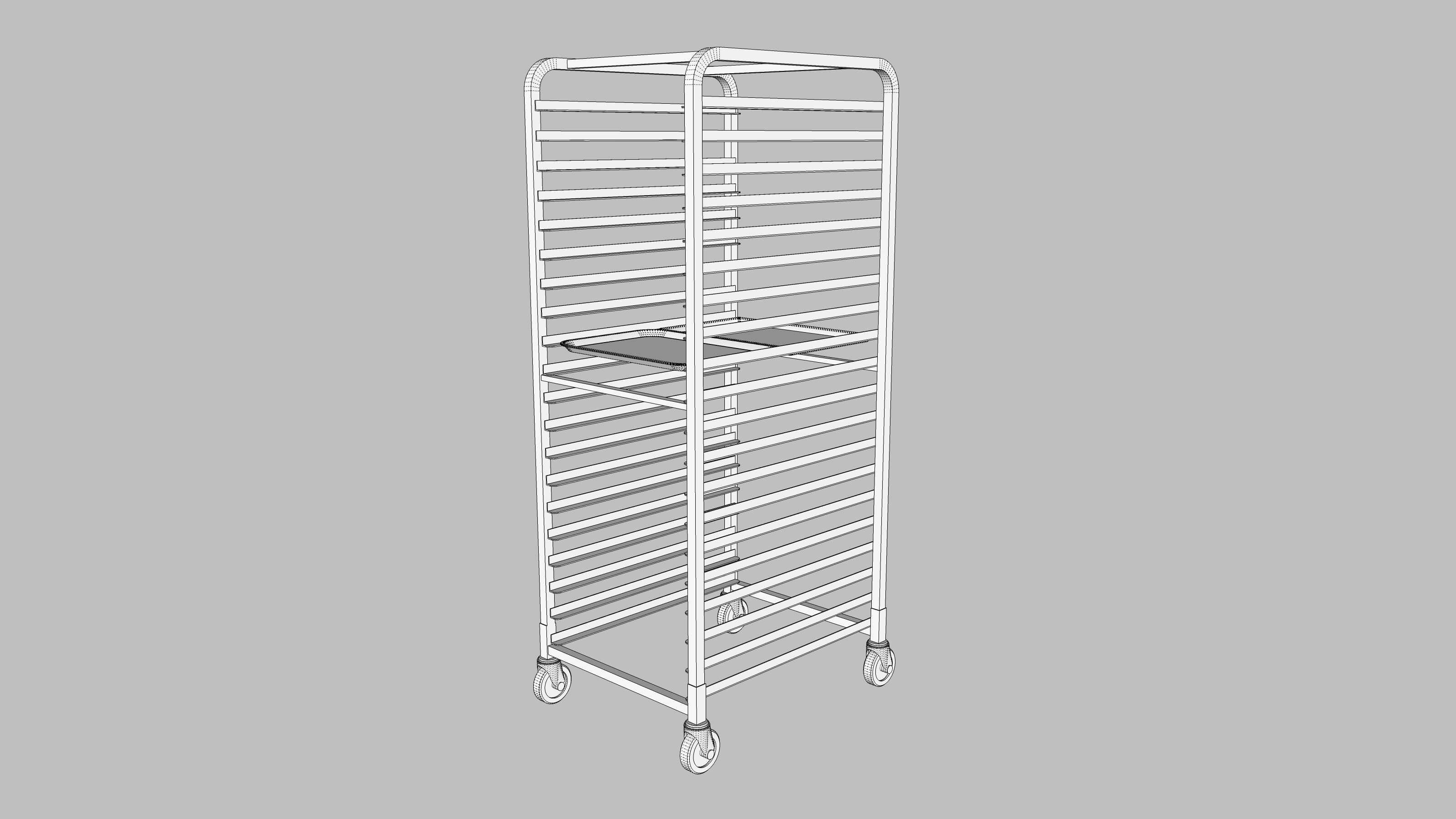 Sheet Tray Rack With Trays - 3D Model by SpiritSwitchboard