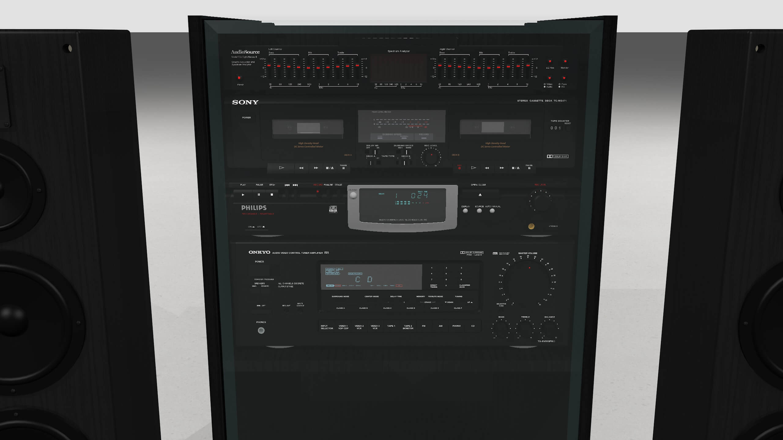 Stereo Setup With Receiver Cassette Player CD Recorder - 3D Model by ...
