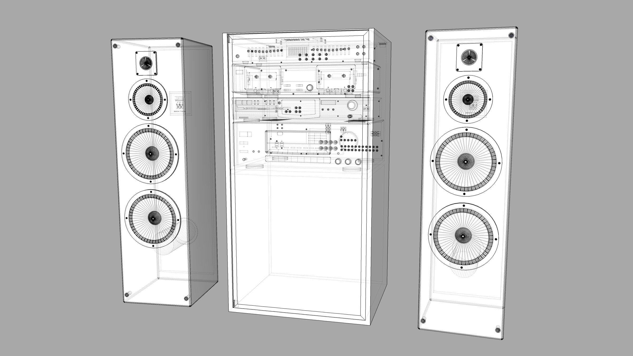 Stereo Setup With Receiver Cassette Player CD Recorder - 3D Model by ...