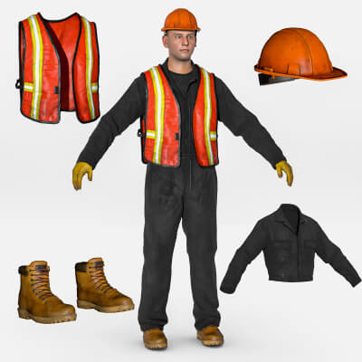Construction Worker 3D Model &ndash Rigged