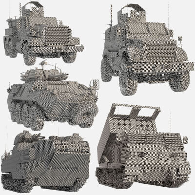 Wheeled Tank Model American Wheeled and Tracked Military Vehicles 5 in 1 UVW - 3D Model by ...