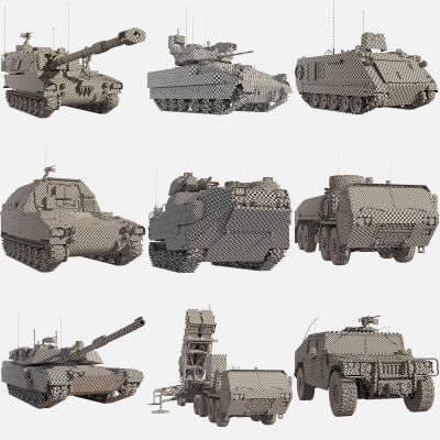American Wheeled and Tracked Military Vehicles 9 in 1 UVW v1