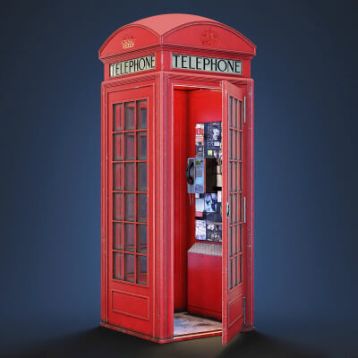British Red Telephone Box Props by Stb3D