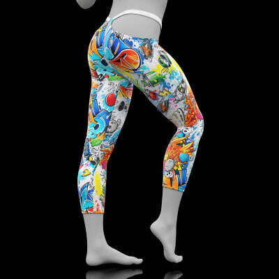Fitness Pants White Graffiti for G9