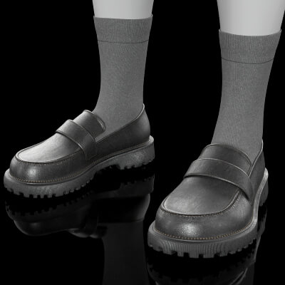 Loafers Black Leather for G9