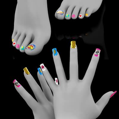 Pop Art Hand Nails and Nails Foot Pop Art for G9